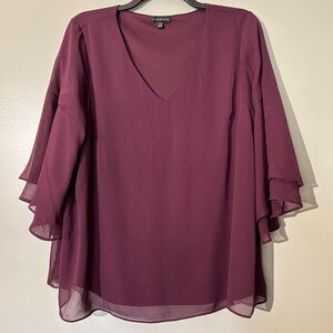 Lane Bryant Burgundy Blouse with Flared Sleeves
